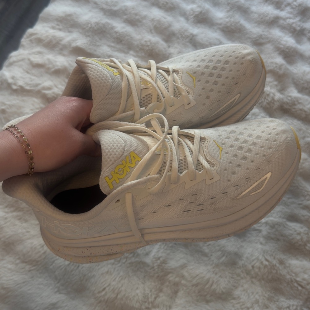 White Hoka shoes
